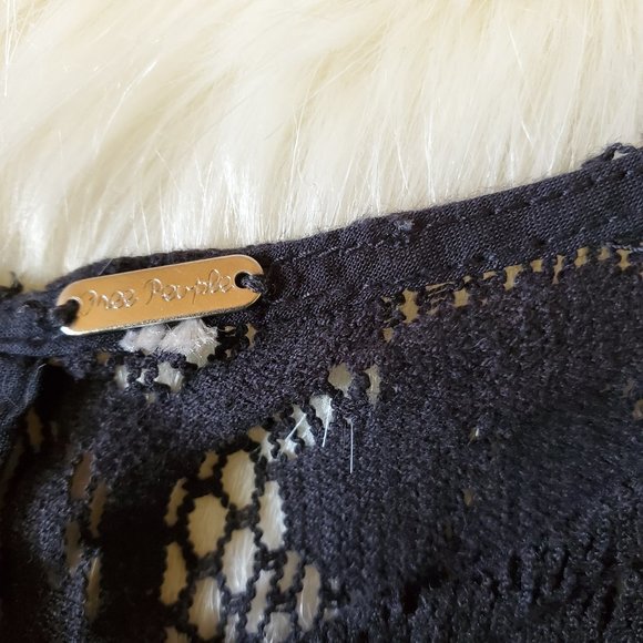 Free People Black Lace Waist Cutout Shift Dress Size M - Picture 13 of 16